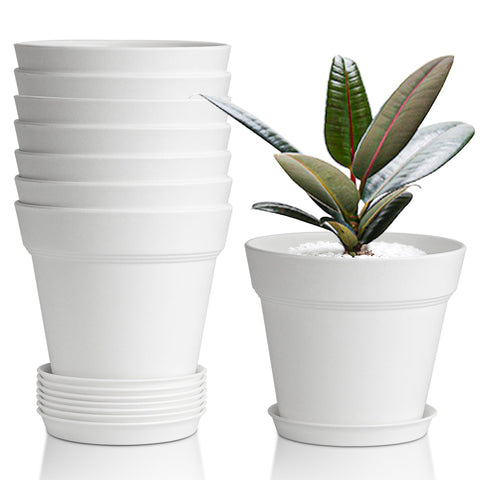 T4U 4-inch plant pot with saucer, ideal for indoor herbs and small flowers.