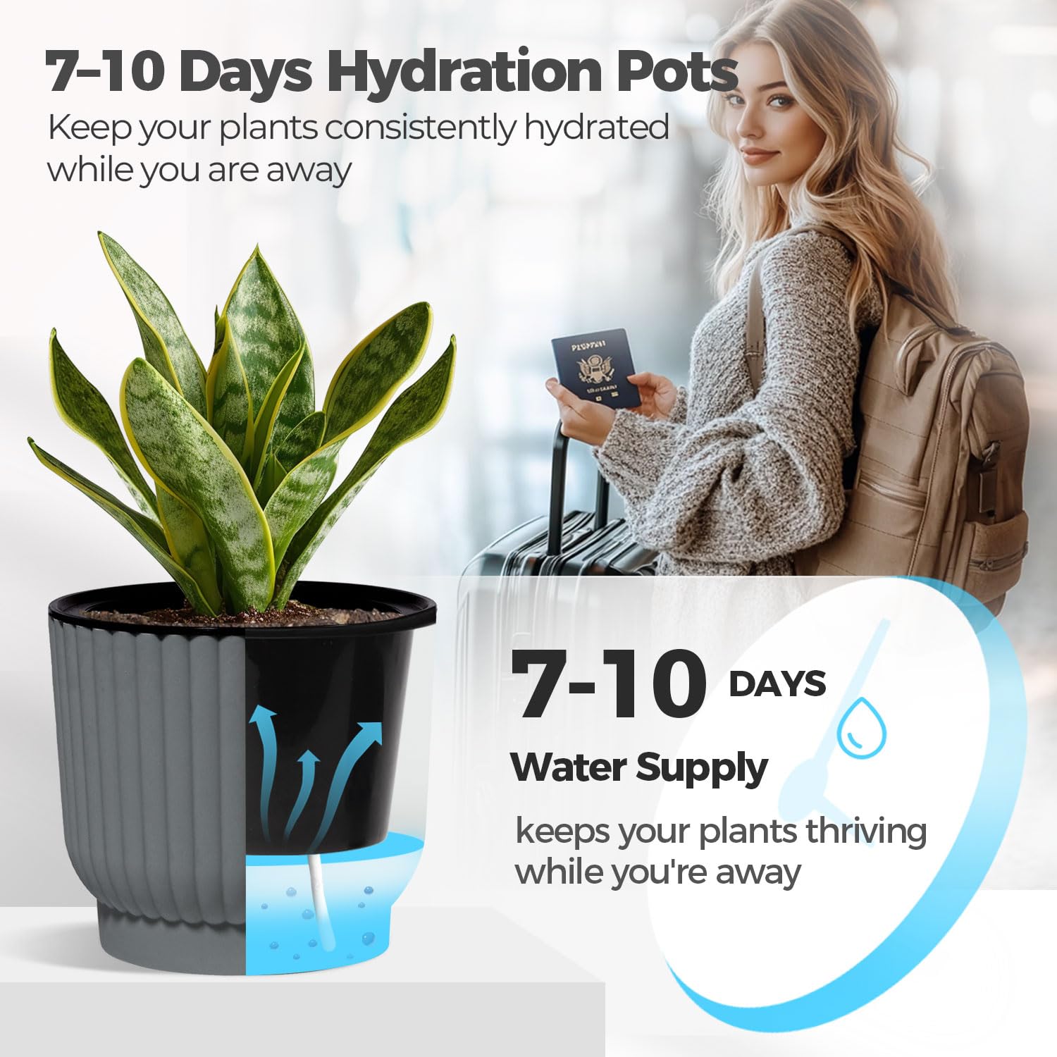 T4U 6 inch self-watering pot made of safe durable plastic for long lasting use
