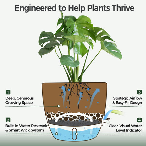 T4U 6-inch self-watering pot bottom tray supports mess-free watering.