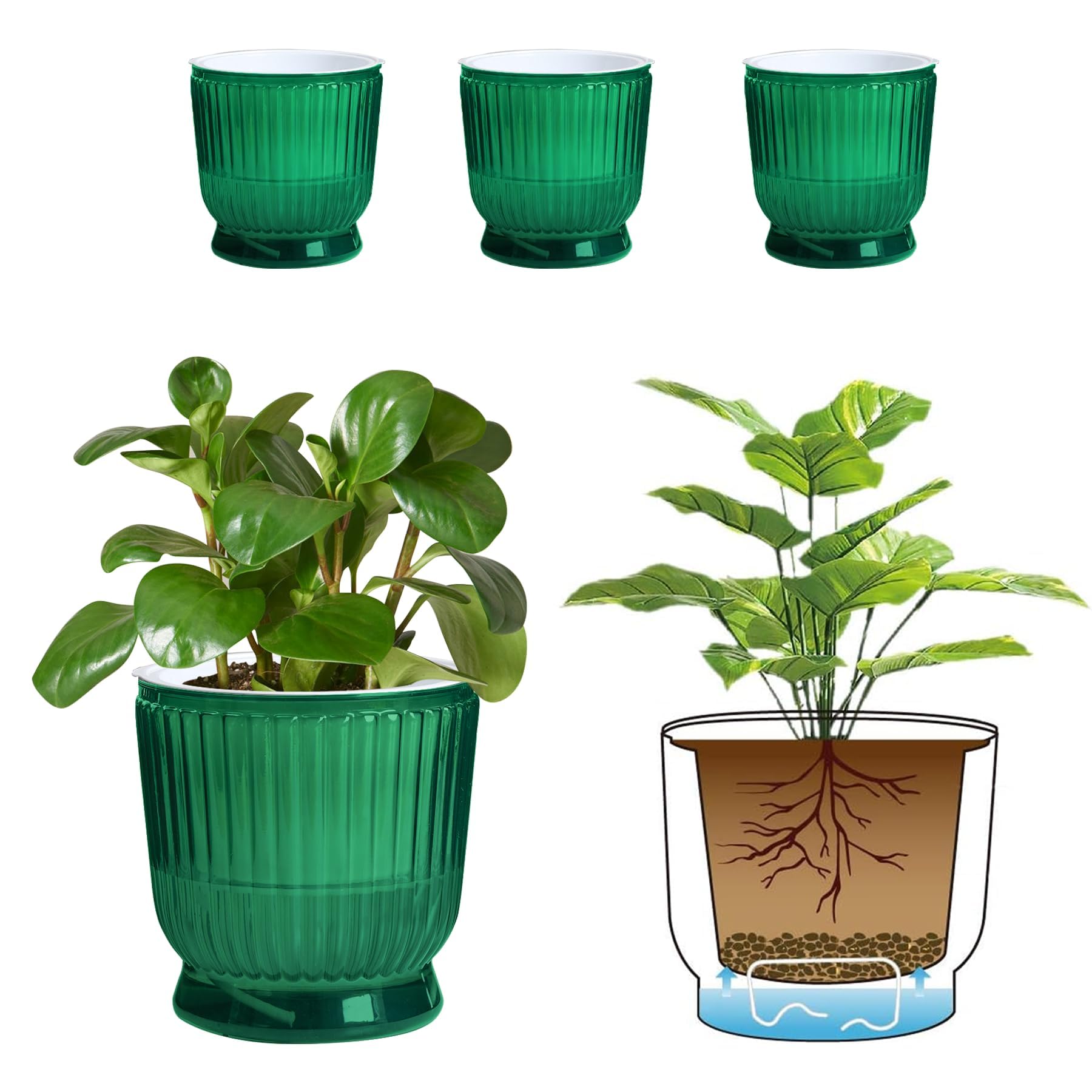 T4U 6-inch self-watering pot with reservoir keeps indoor plants hydrated.