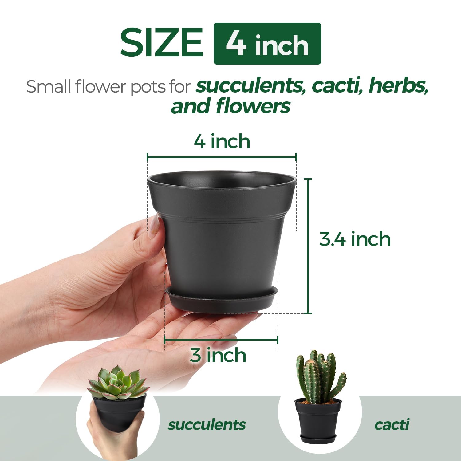 T4U 8-pack plant pots with saucers protect surfaces and prevent spills.
