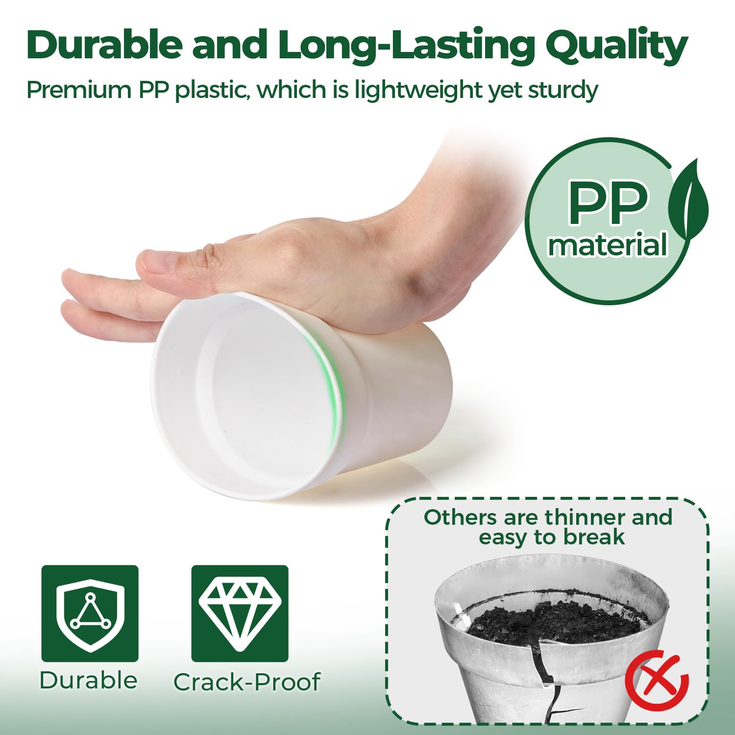 T4U durable lightweight plastic pot ready for indoor or outdoor use.