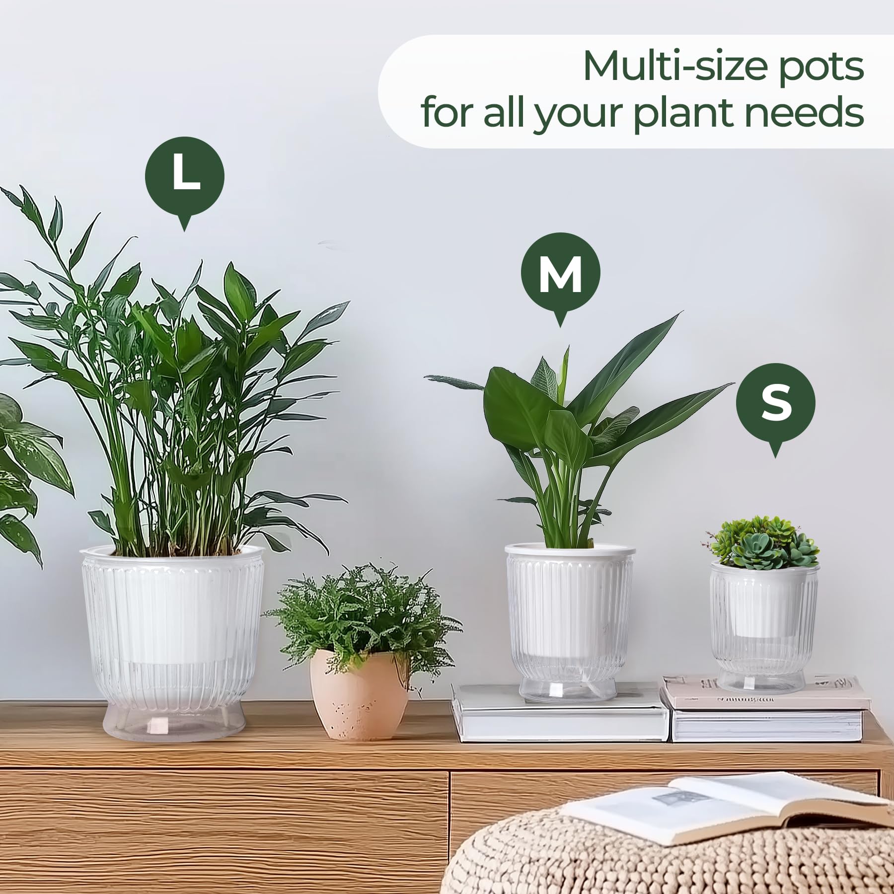 T4U four-pack self-watering pots ready for quick setup