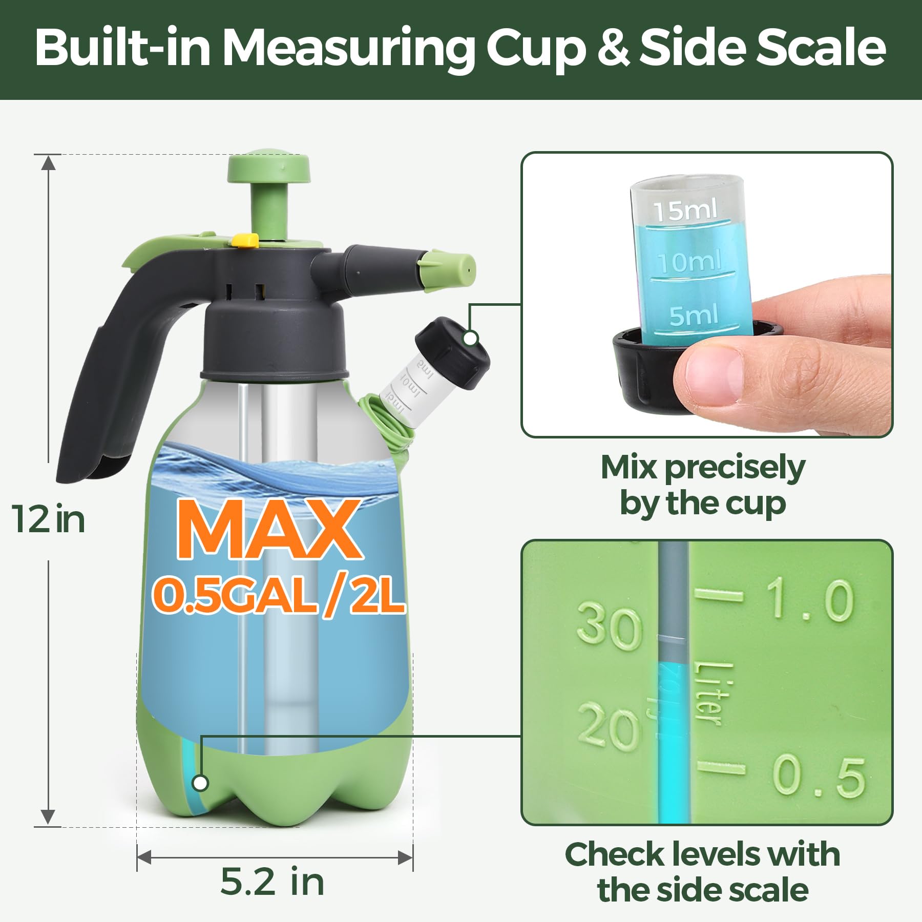 T4U sprayer with water level indicator for precise mixing