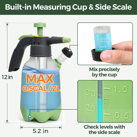 T4U sprayer with water level indicator for precise mixing