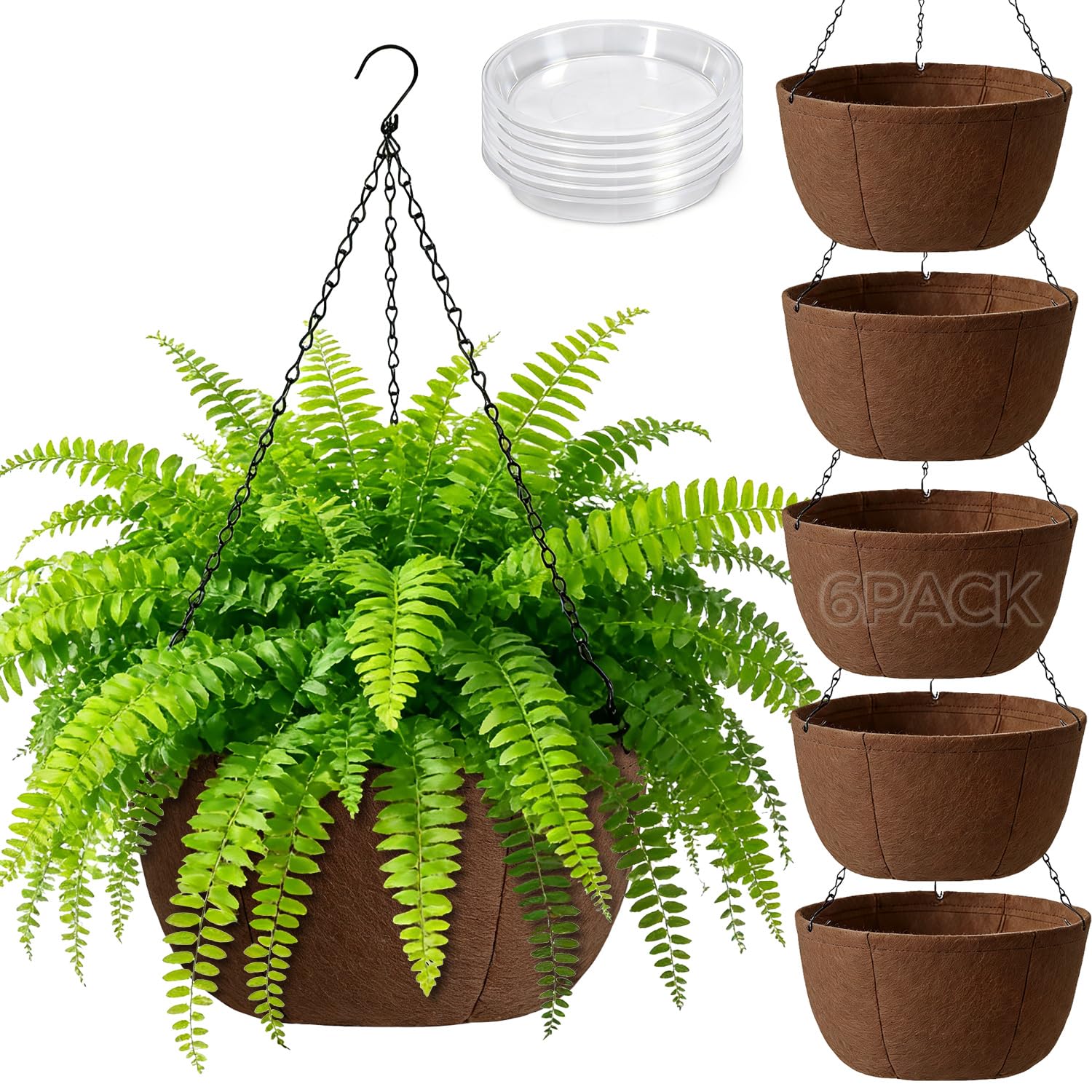T4U 12-inch brown fabric hanging planter with breathable material for healthy roots.