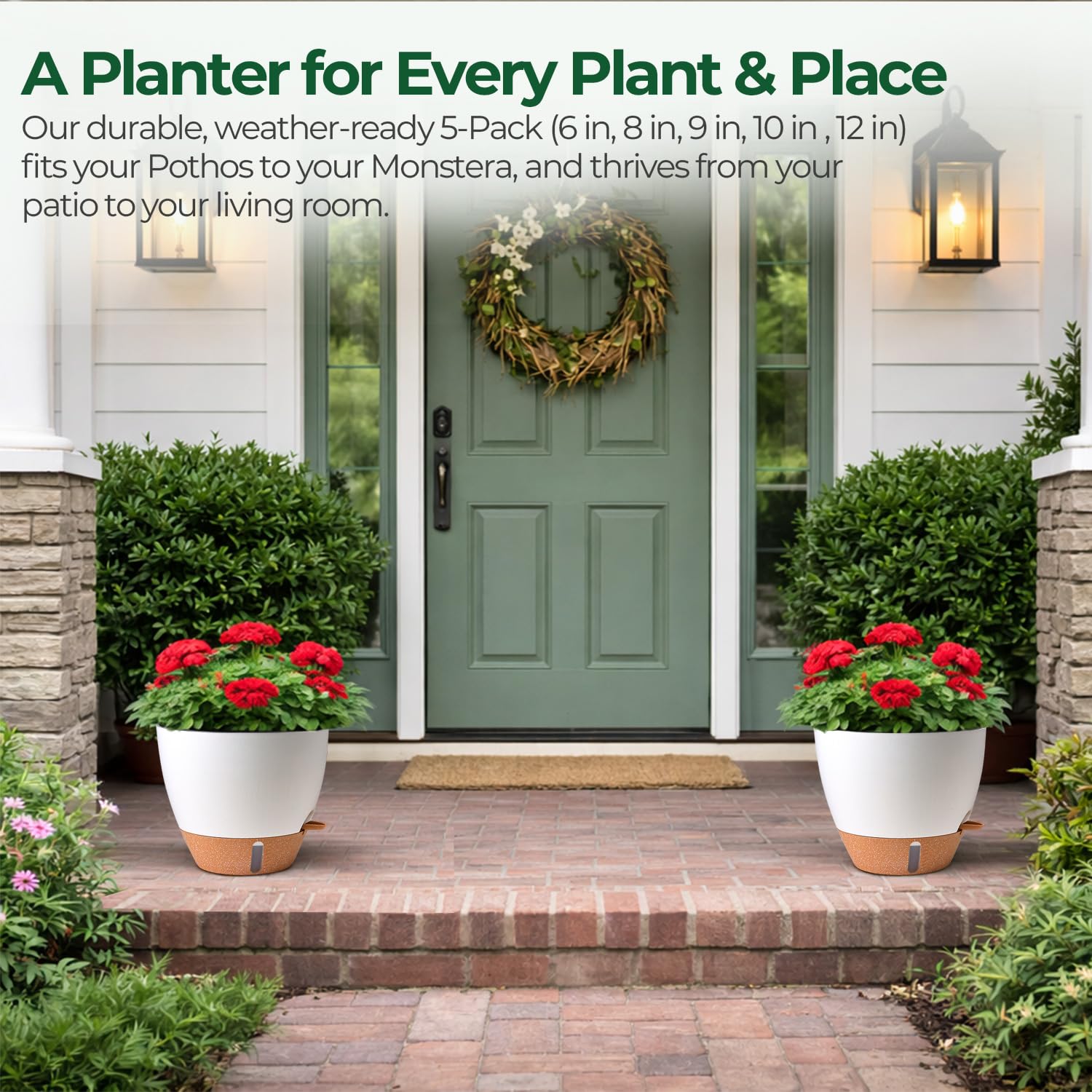 T4U mixed-size self-watering set creates cohesive indoor/outdoor displays
