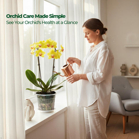 T4U clear orchid pot in use on a windowsill