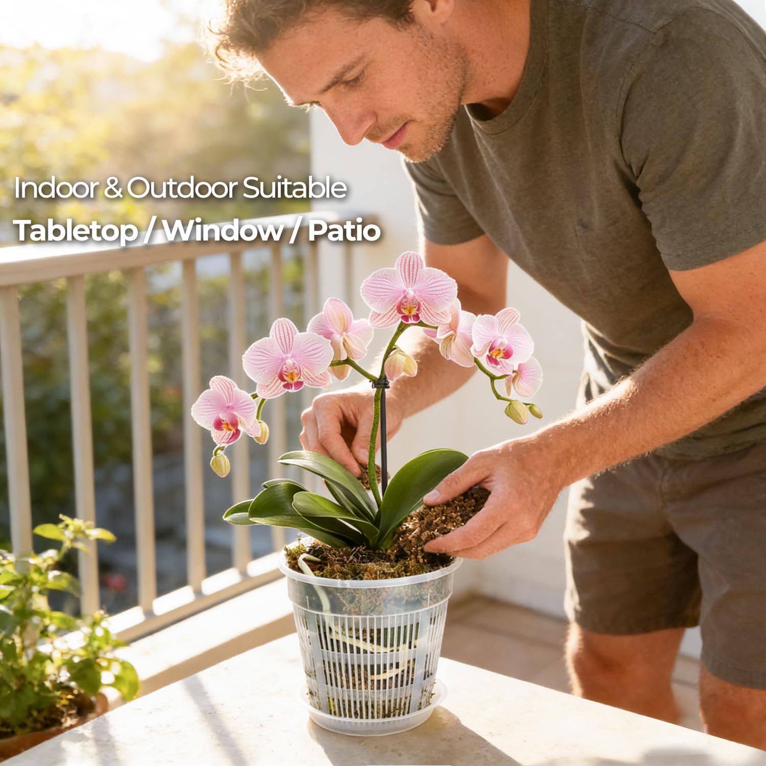 T4U 7.5-inch orchid pot demonstrating root viewing