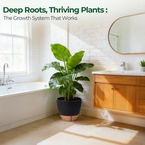 T4U side-fill port on a self-watering pot for easy refilling