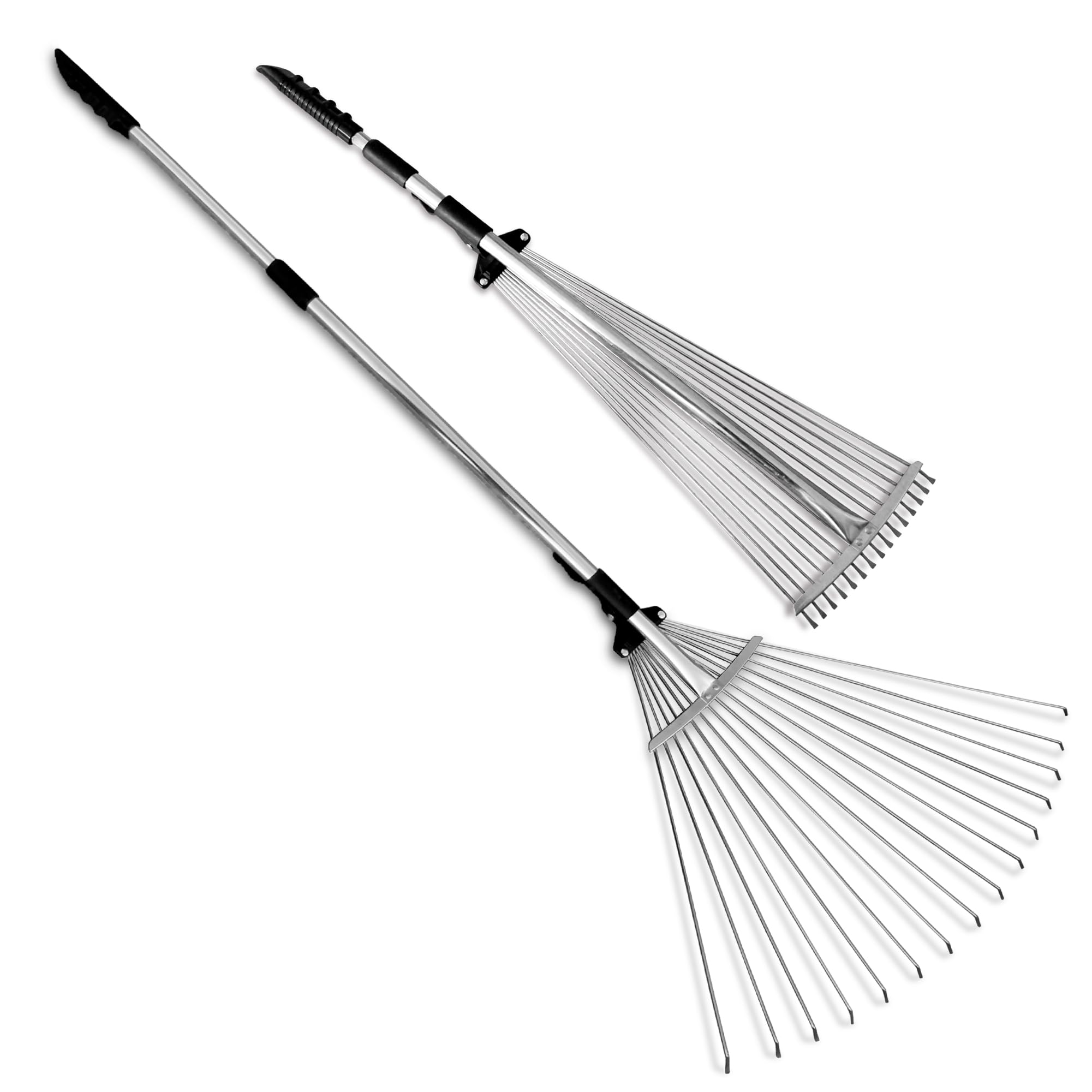 TABOR TOOLS adjustable metal rake collapsible for compact storage and quick lawn cleanup.