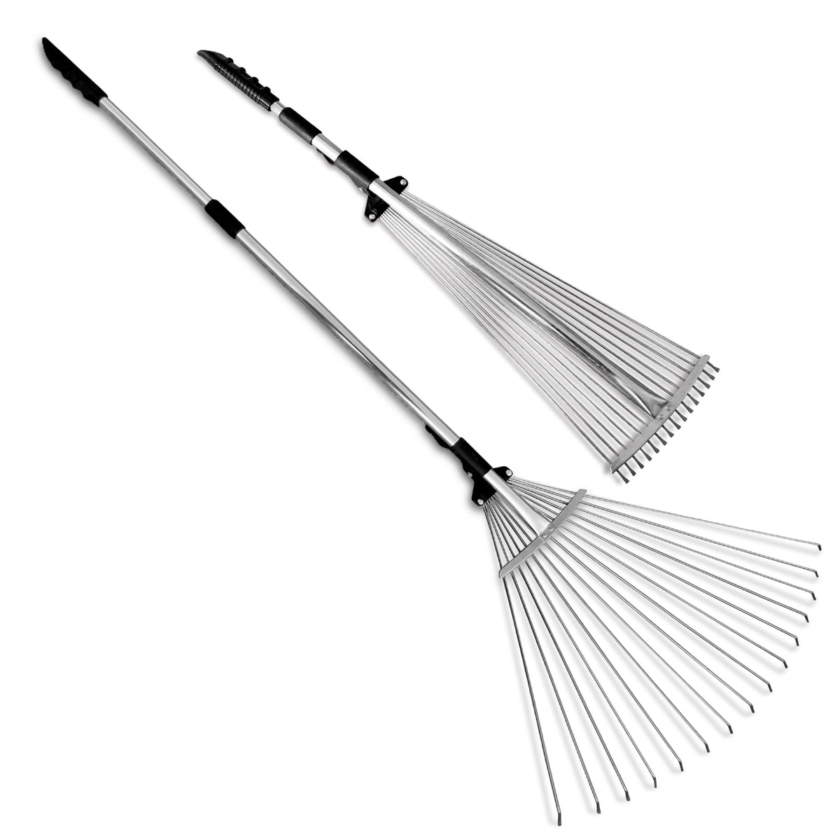 TABOR TOOLS adjustable metal rake collapsible for compact storage and quick lawn cleanup.