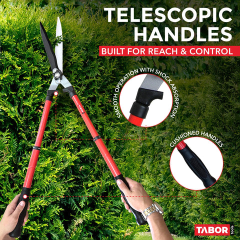 TABOR TOOLS B212A extendable steel handles reduce bending during pruning.