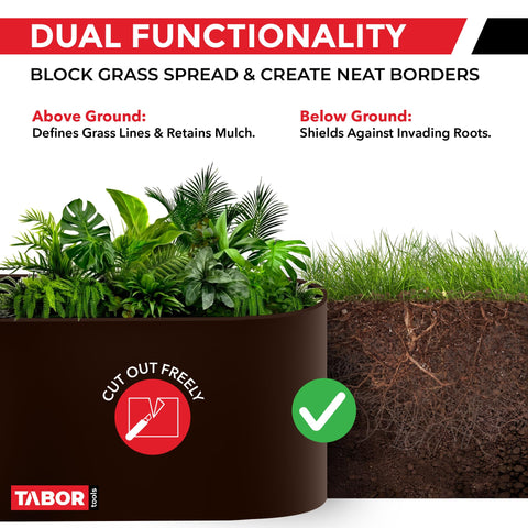 TABOR TOOLS grass barrier blocks lawn creep and defines mulch zones