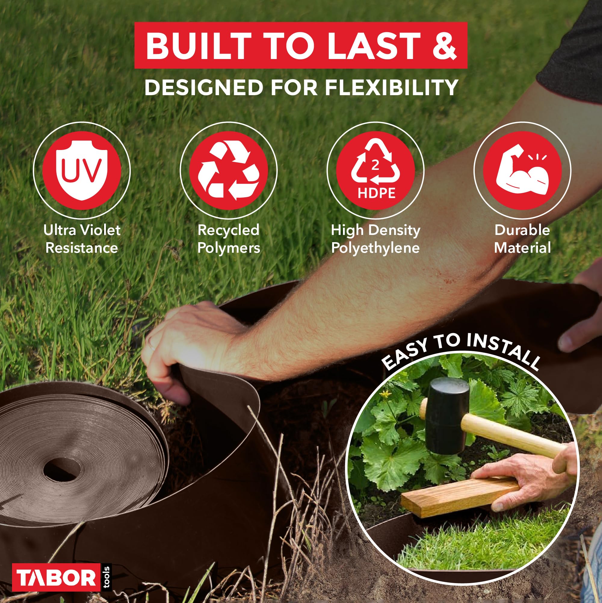 TABOR TOOLS terrace board 5in-high creates durable, above-ground borders