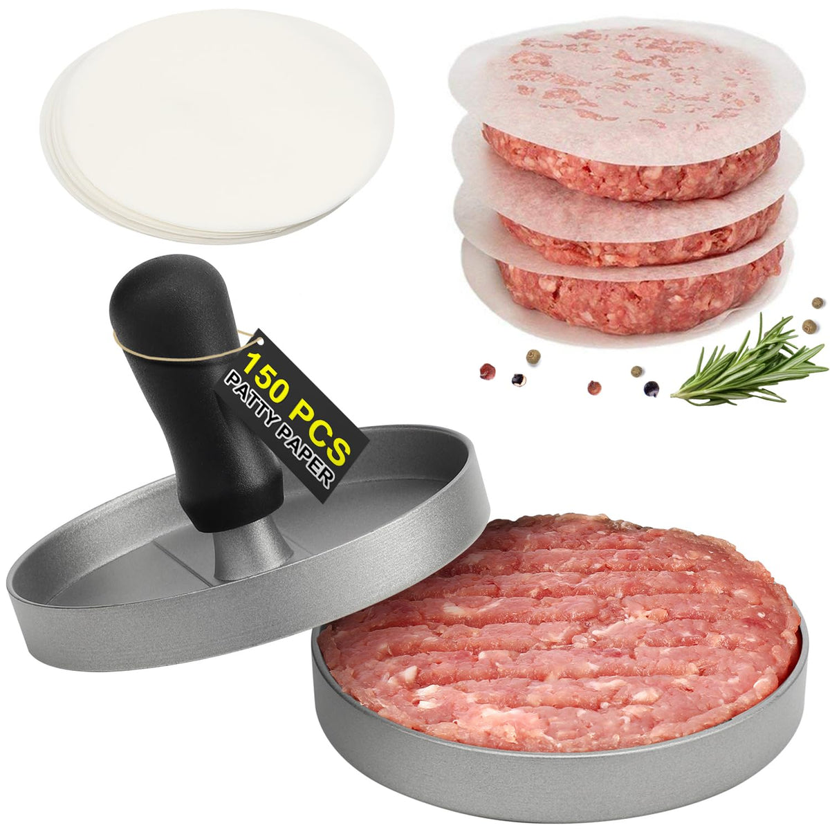 TACGEA burger press full assembly with even patty formation.