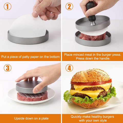 TACGEA burger press non-stick surface for easy patty release.