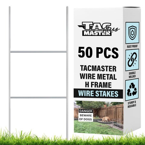 Tacmaster Plus H-stake ground insertion for stable outdoor yard signs.