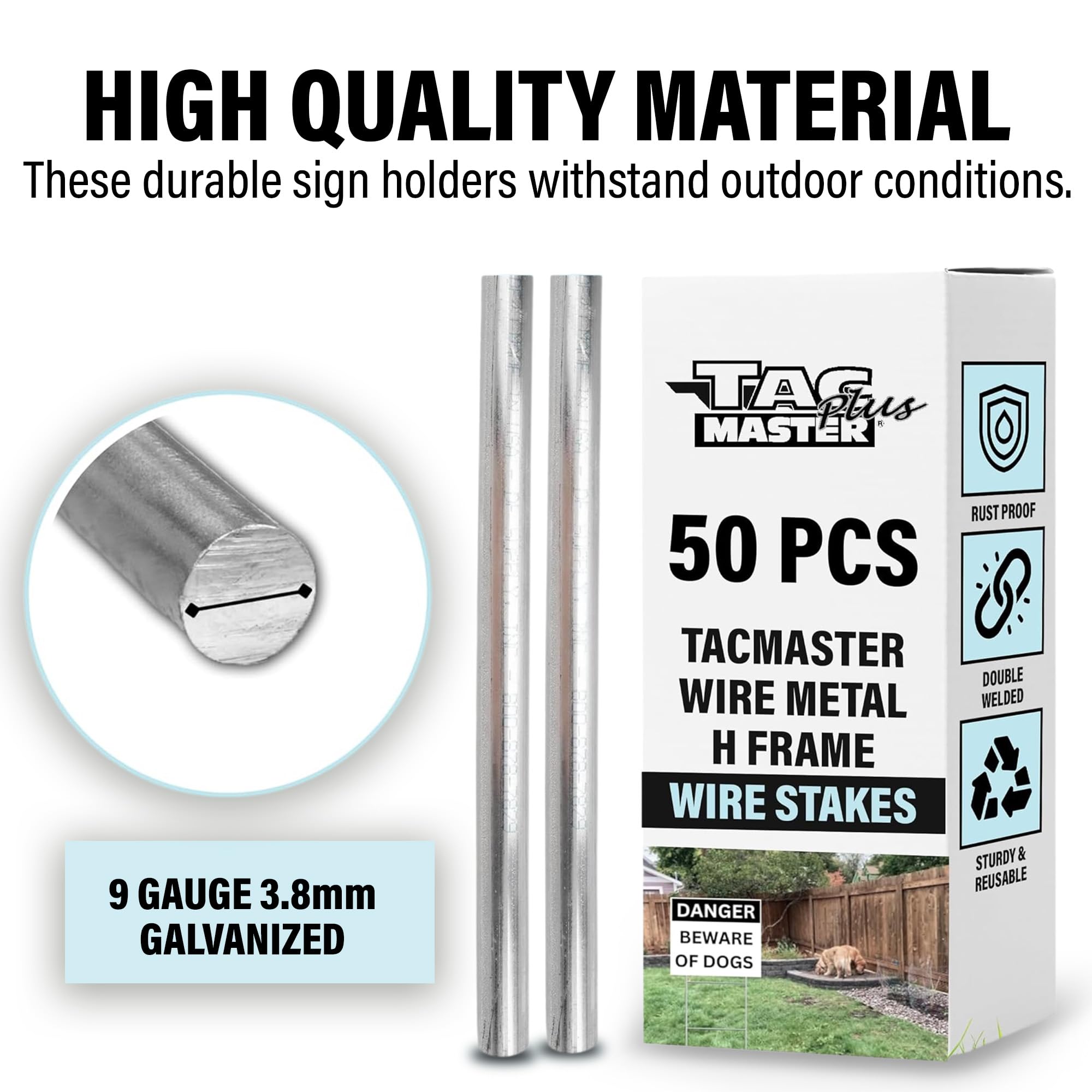 Tacmaster Plus waterproof sign posts for outdoor real estate signs.