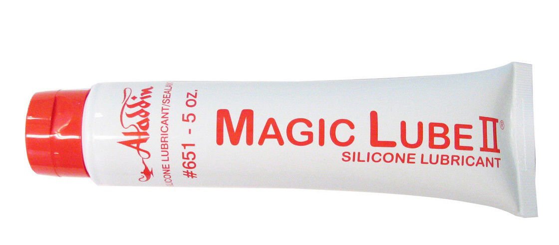 TacParts Magic Lube II silicone grease tube for pool valves and O-rings; durable lubrication.