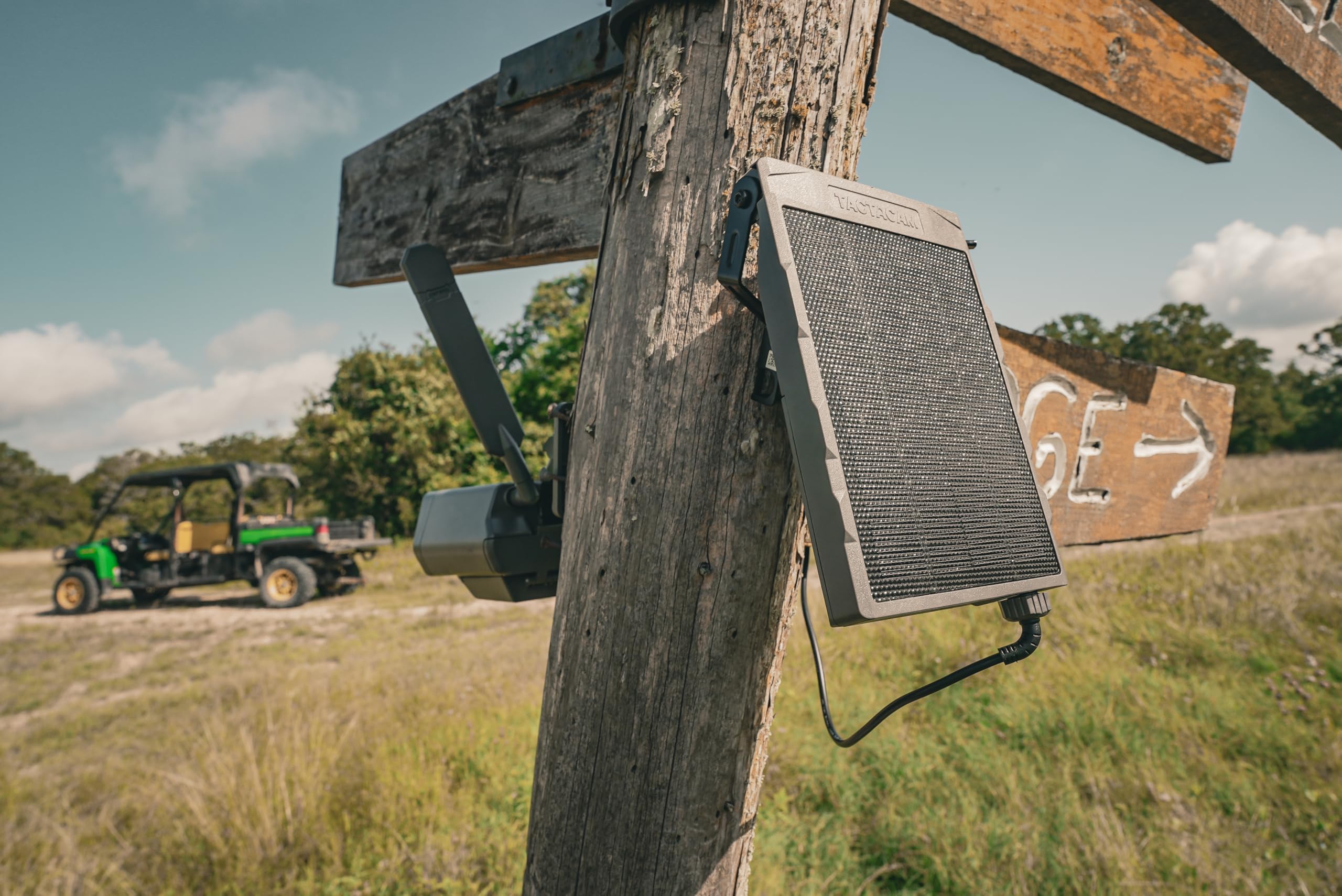 TACTACAM Defend solar panel mounting bracket shown for quick, secure installation.