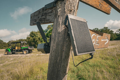 TACTACAM Defend solar panel mounting bracket shown for quick, secure installation.