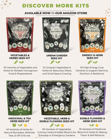 Tactiko Survival seeds suited for indoor sprouts, soil, containers, or hydroponics.
