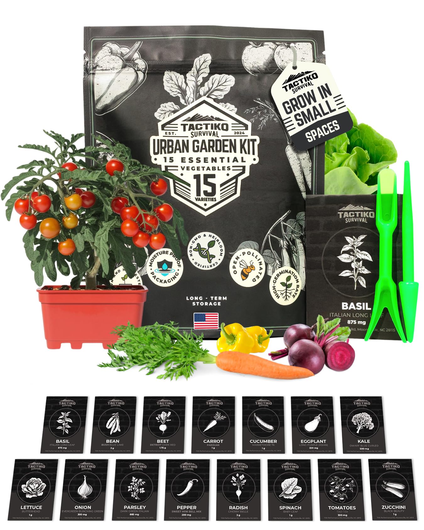 Tactiko Survival dwarf seed kit balcony setup offers compact varieties for easy urban gardening on small spaces.