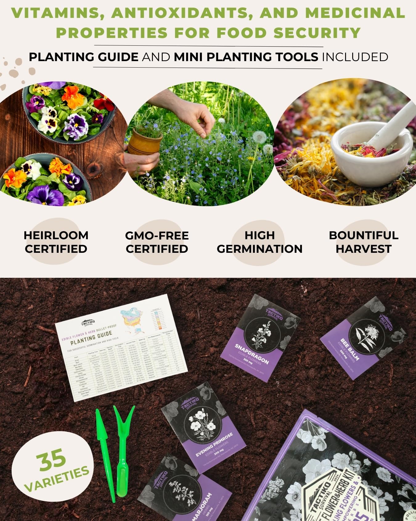 Tactiko Survival resealable mylar bag demonstrates long-term seed storage.