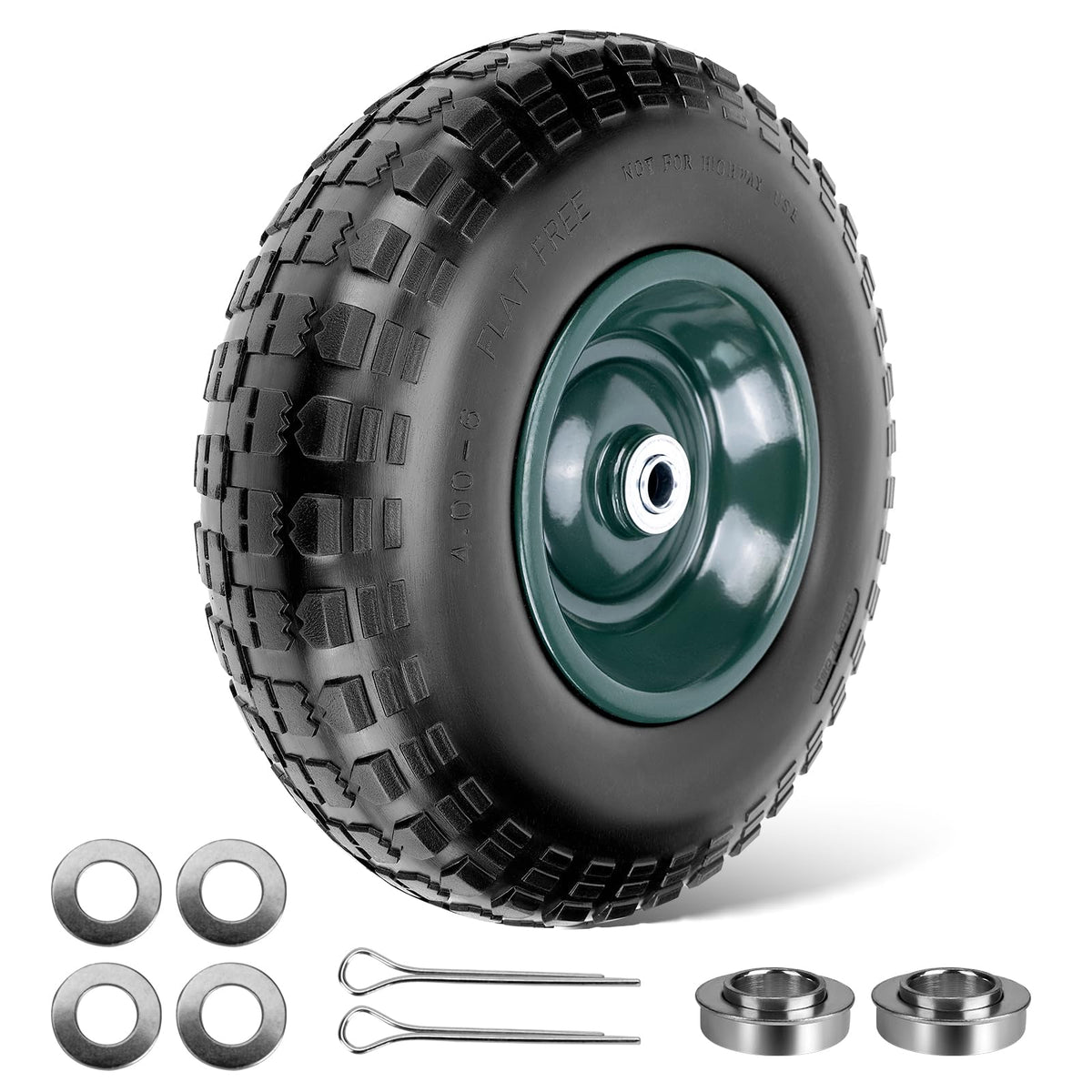 Taifa 13-inch solid tire wheel front view for wheelbarrows and carts