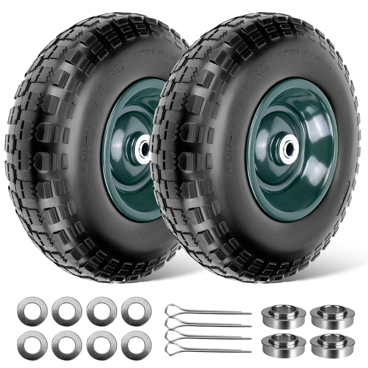 Taifa 2-pack 13-inch solid rubber wheel side view for puncture-free outdoor use