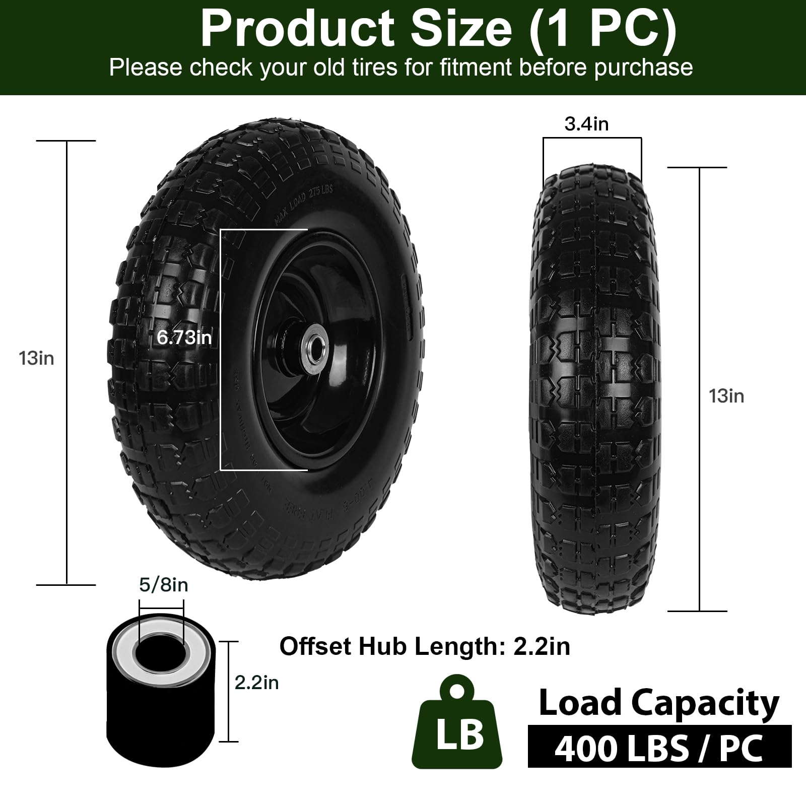 Taifa 4-00-6 airless tire tread close-up highlighting durable wear resistance on gravel