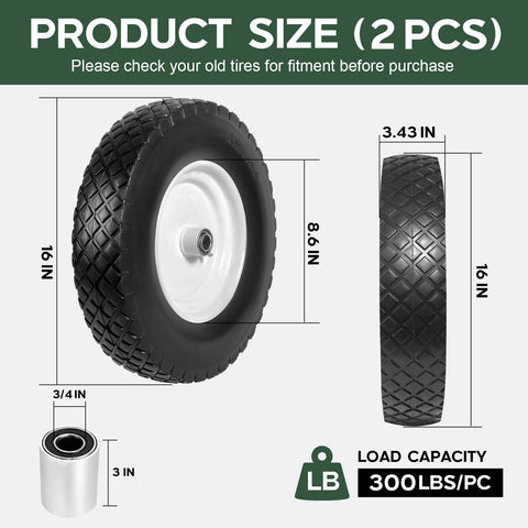 Taifa solid flat-free wheel replaces worn tires on wheelbarrows with durability.