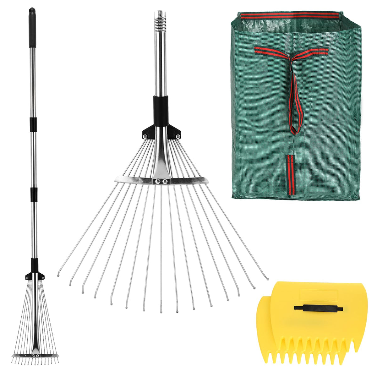 TAILBB leaf rake set with adjustable metal rake for efficient yard cleanup