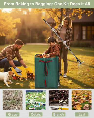 TAILBB leaf rake set expandable head enables tight corners and wide lawn coverage