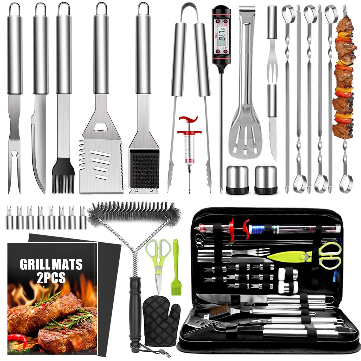 Taimasi 34Pcs grill accessories set with all-in-one tools for backyard BBQs