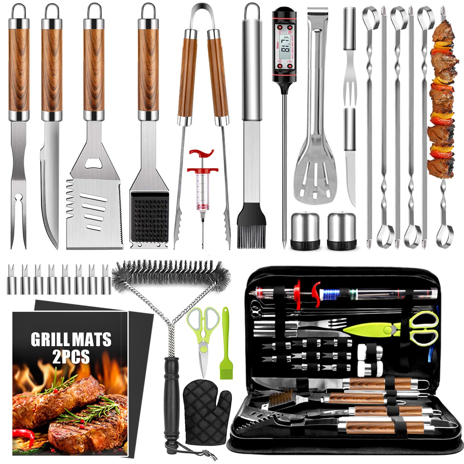 Taimasi 34-piece grill tools set for versatile backyard grilling