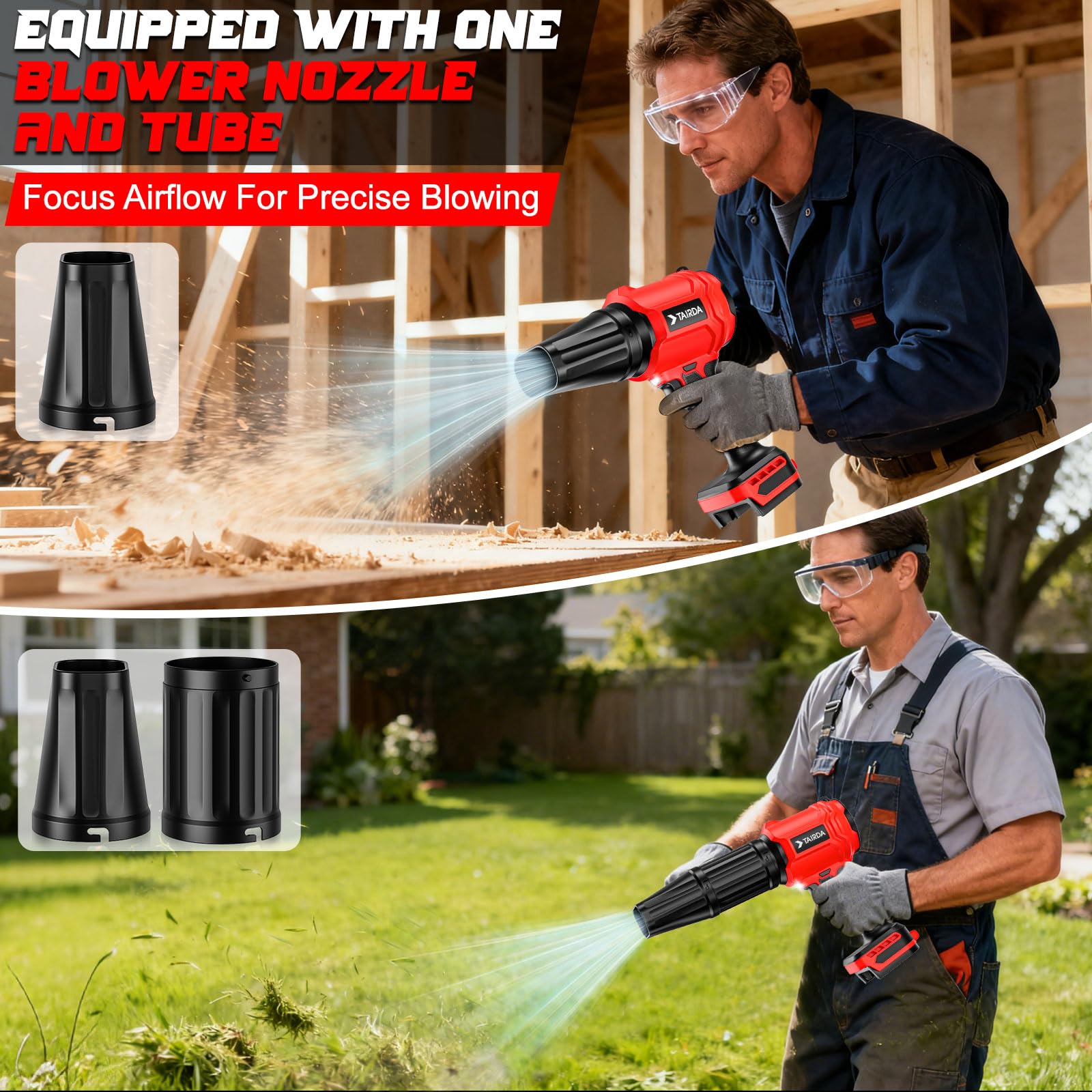 TAIRDA lightweight blower held in one hand for easy use.