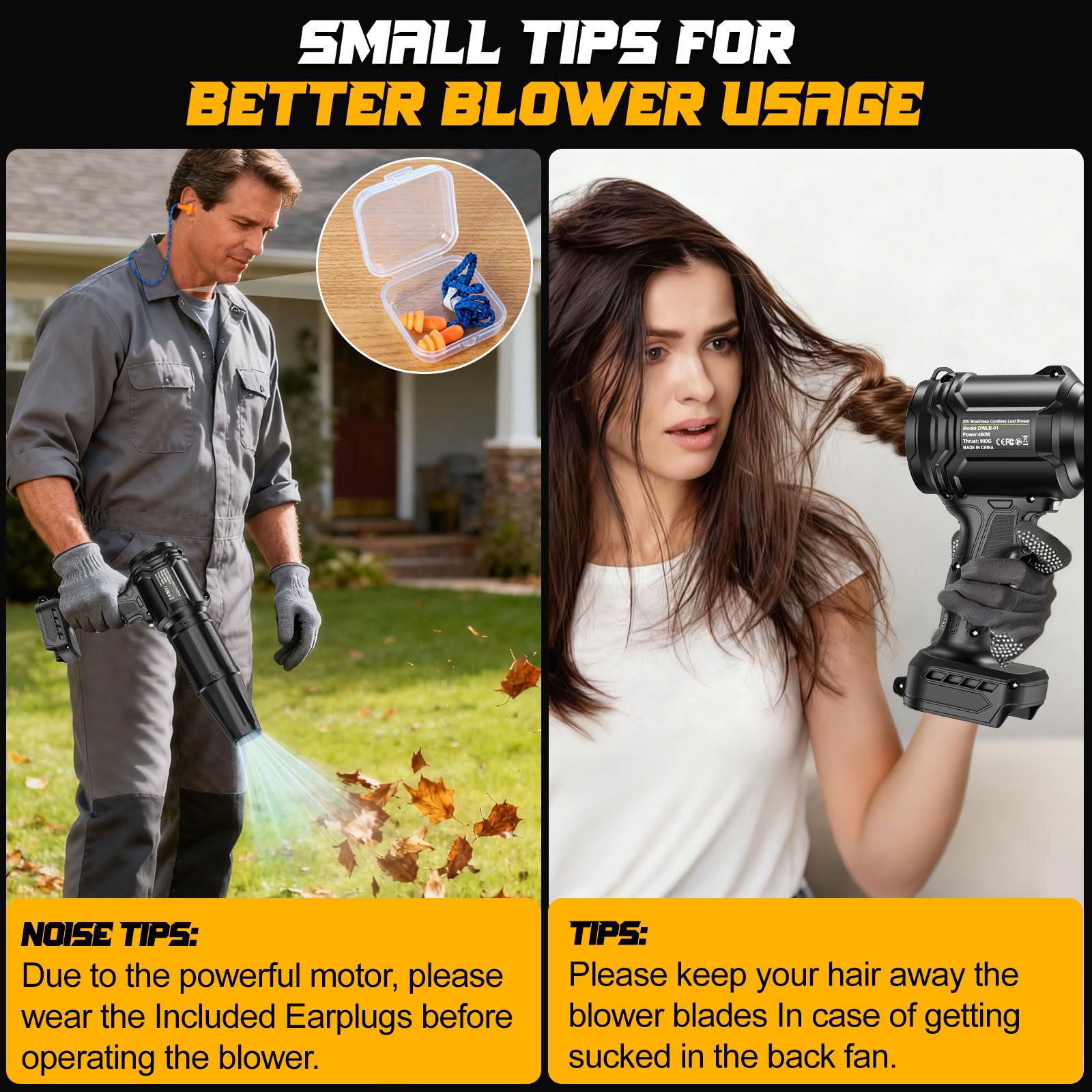 Safety reminder: keep hair away from the back fan.