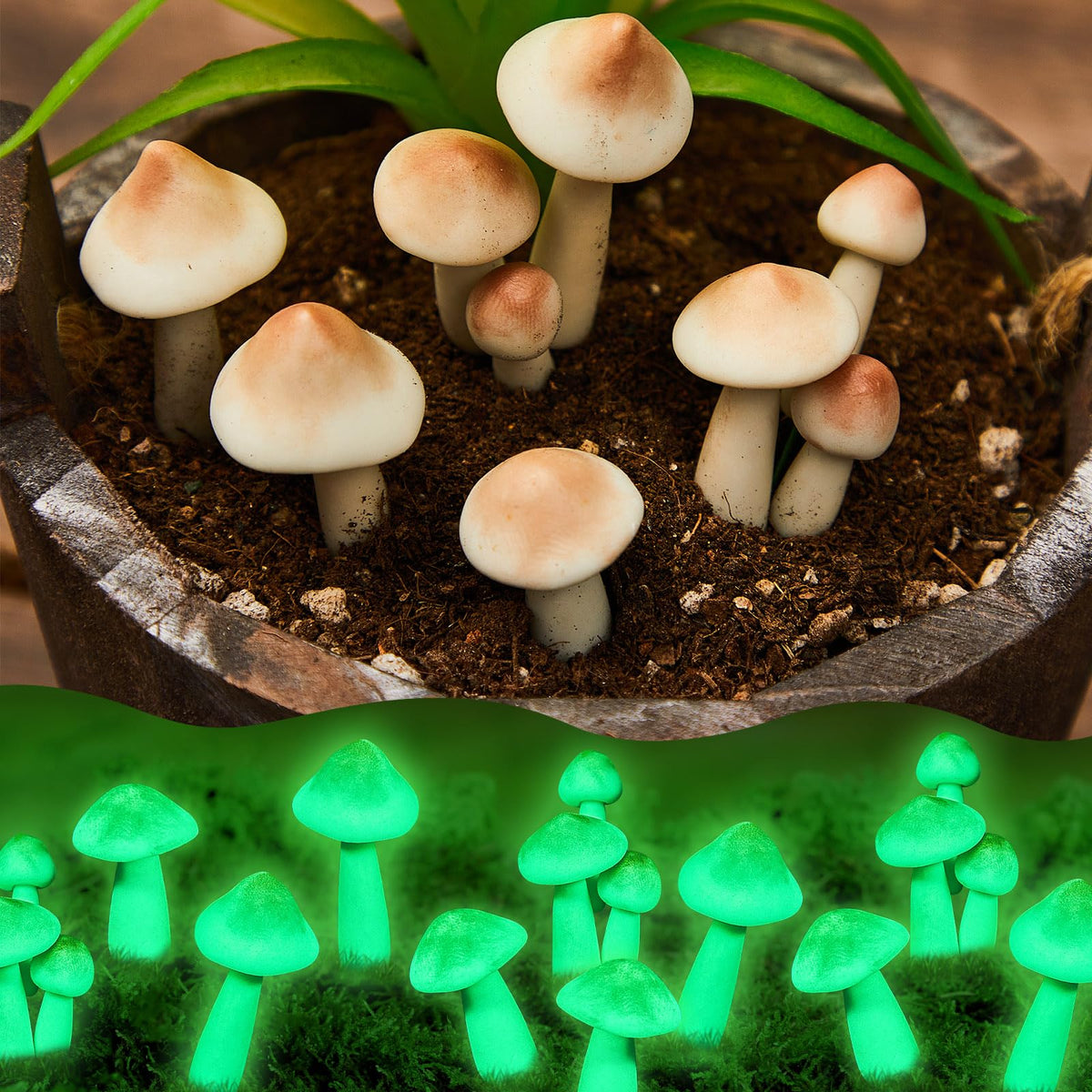 Taiyin luminous mushroom miniatures brighten outdoor fairy gardens at night