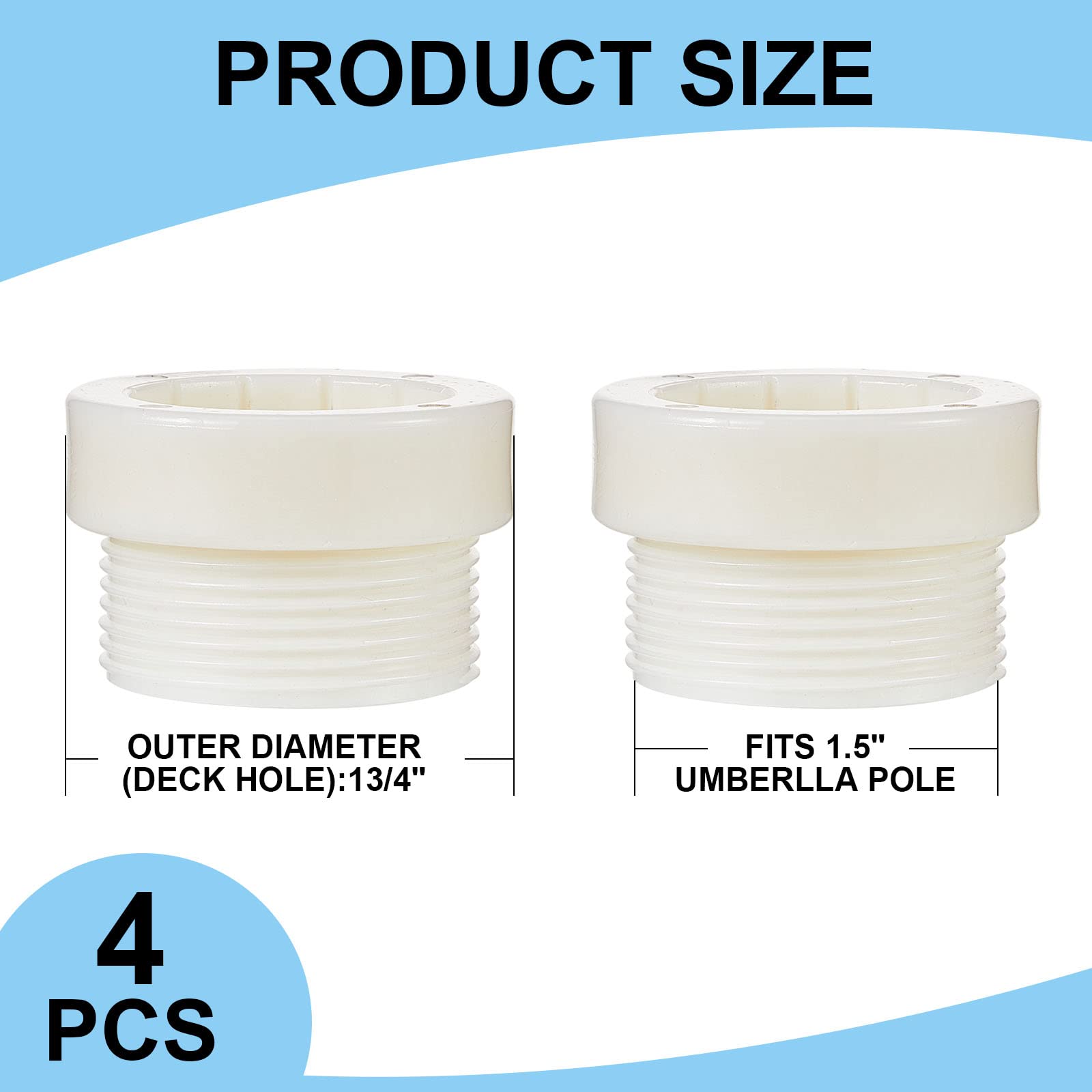 Taiyin stabilizer sleeve white dimensions indicate compatibility with 1.5 inch inserts.