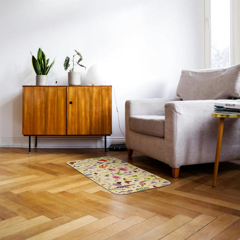 TAJWE spring entryway rug provides low-profile protection against slips on smooth floors.