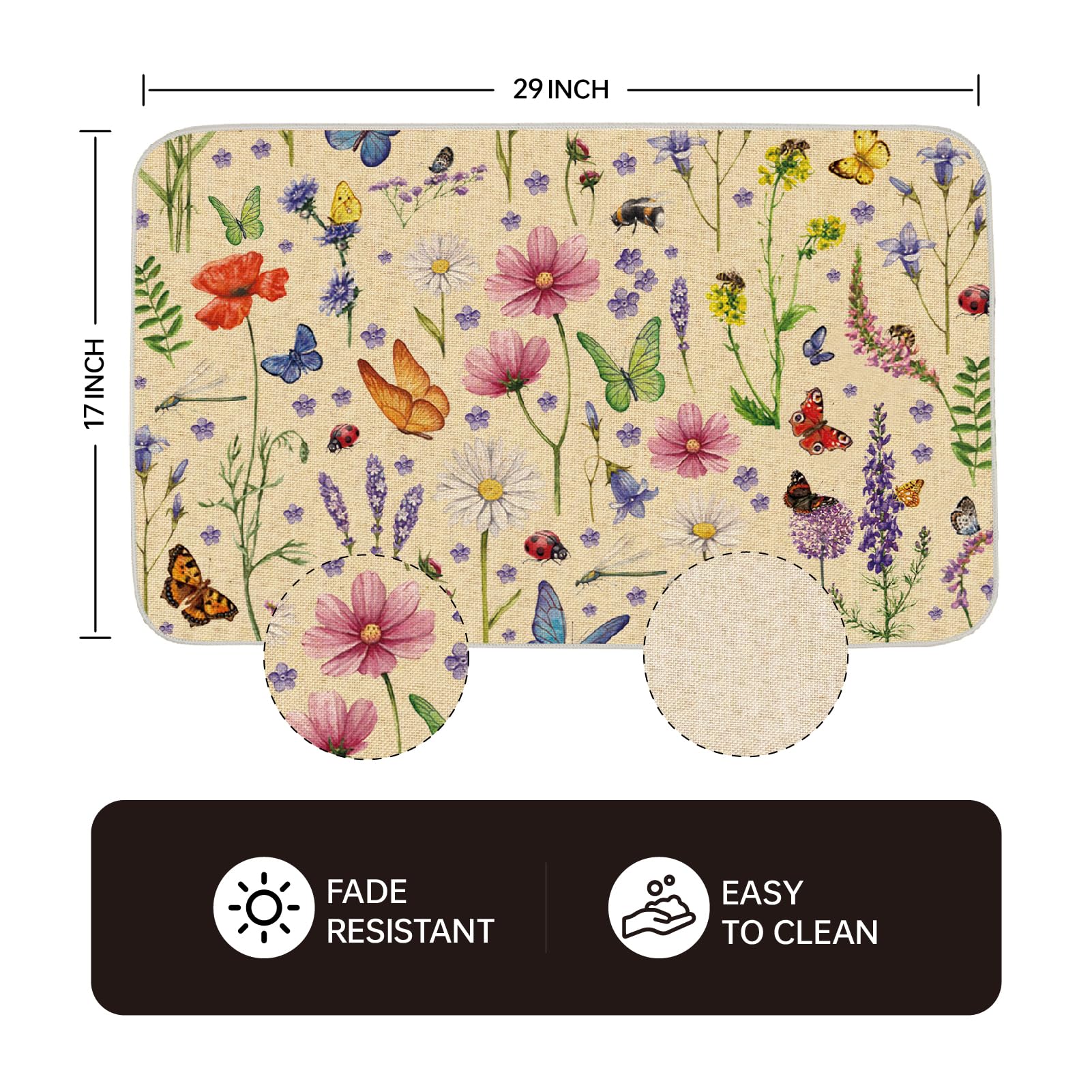 TAJWE floral doormat withstands weather and fading for year-round front-door use.