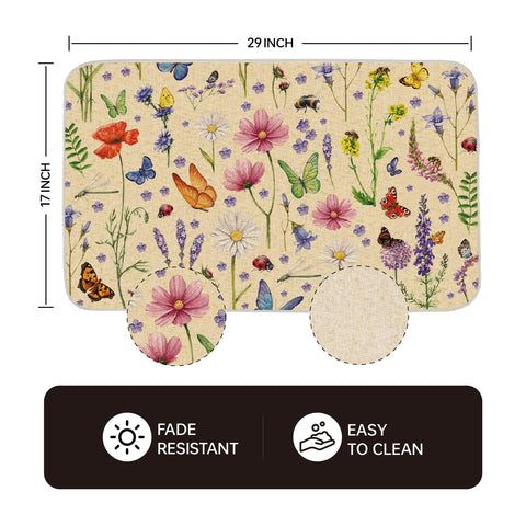 TAJWE floral doormat withstands weather and fading for year-round front-door use.
