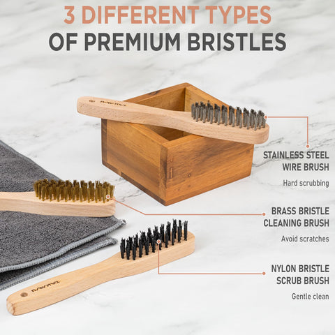 TAKAVU stainless steel brush for heavy-duty rust and paint removal.