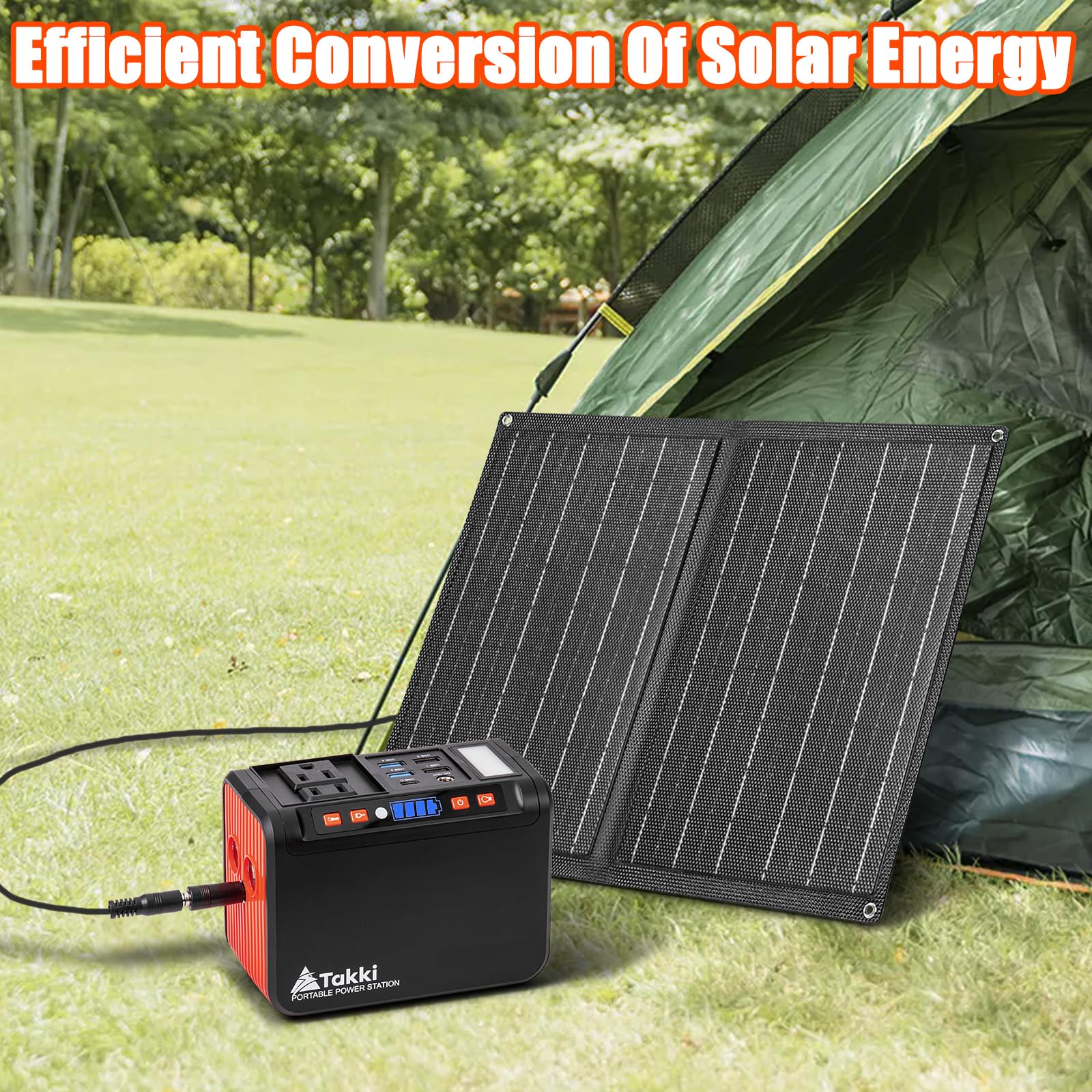 Takki 21W foldable solar panel ready for outdoor charging