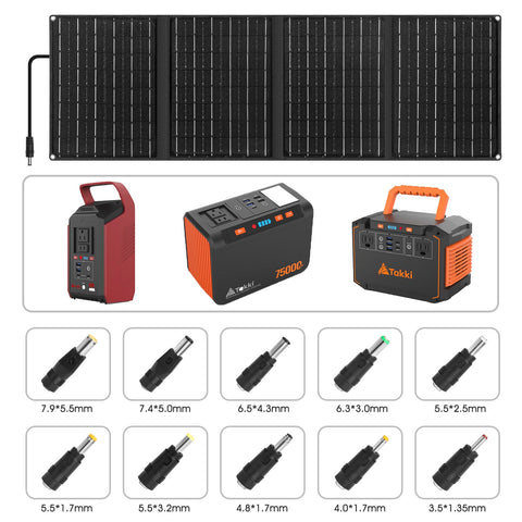 Takki included accessories pack completes a ready-to-use portable power kit.