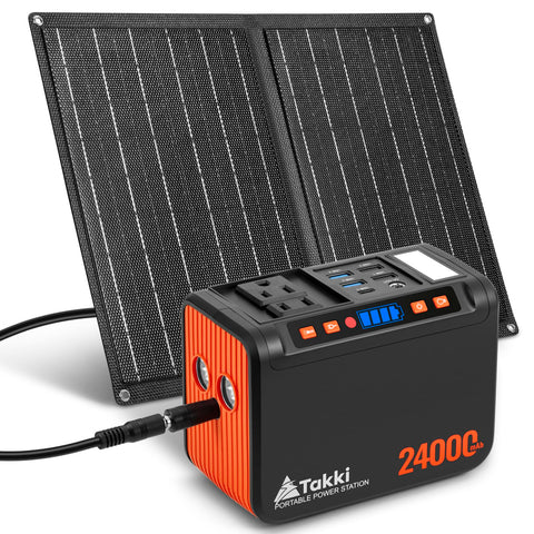Takki solar generator 120W peak unit shown for portable outdoor power use