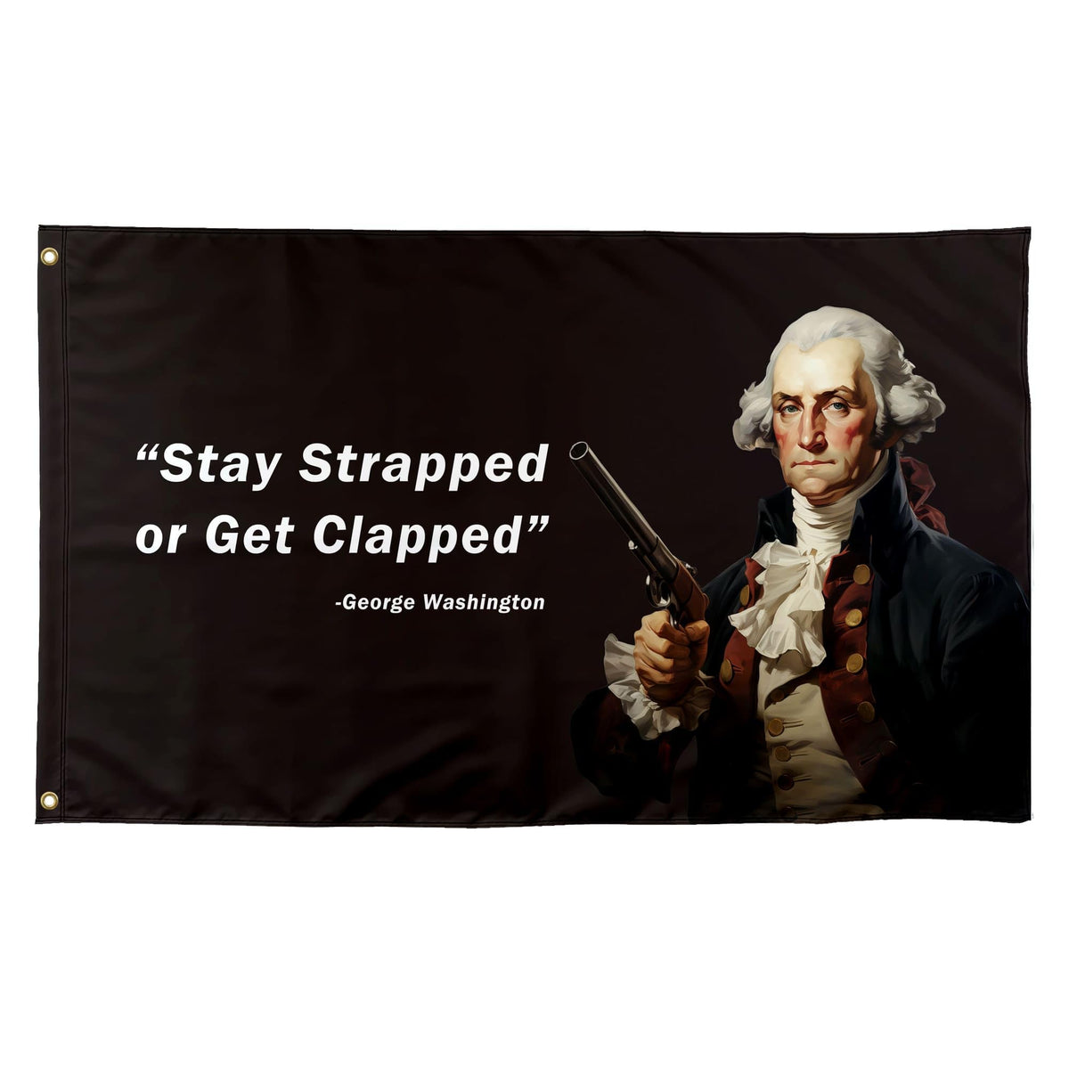 TAKurPIK Stay Strapped flag with copper grommets for easy indoor wall hanging.