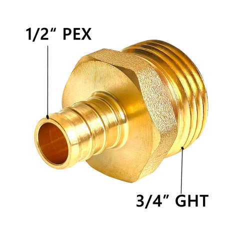 TALEGEN brass-pex fitting close-up emphasizes reliable garden hose connections.